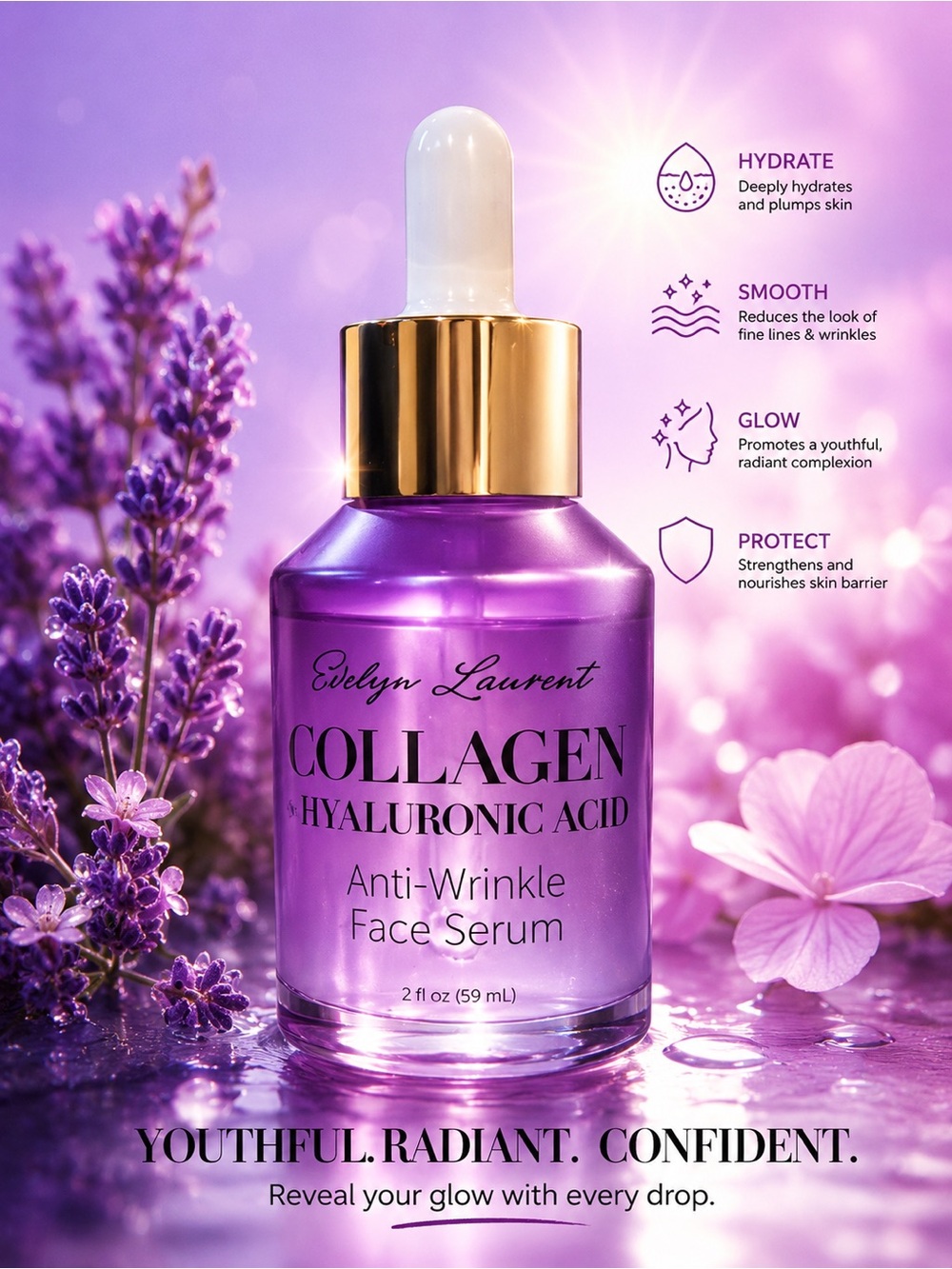 Dr Evelyn Laurent Collagen + Hyaluronic Acid Anti-Wrinkle booster Face Serum⭐️